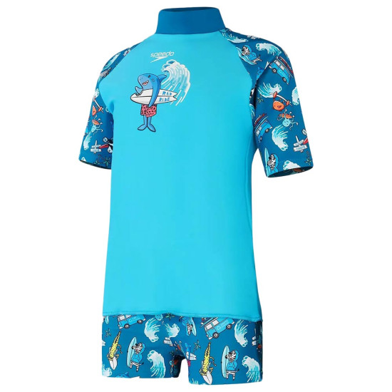 Speedo Βρεφικό σετ κολύμβησης Short Sleeve Printed Rash Top Set